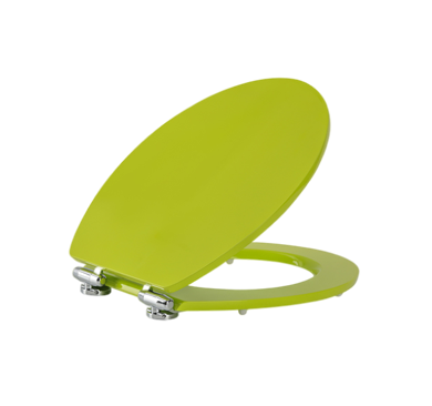 Chartreuse Color MDF Toilet Seat with Chrome Plated Zinc Alloy Soft Close Hinges LGMDHZ-2104