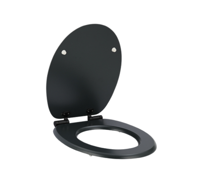 Black MDF Toilet Seat with Matt Black Zinc Alloy Slow-down Hinges LGMDHZ-2106